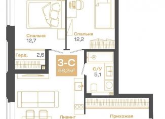 Продаю трехкомнатную квартиру, 68.2 м2, Новосибирск, Советский район