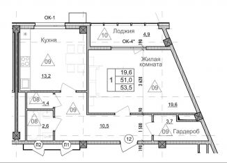 1-комнатная квартира на продажу, 54.9 м2, Белгородская область