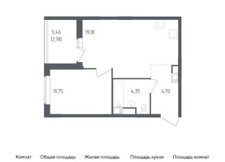 Продам однокомнатную квартиру, 41.8 м2, Ленинградская область