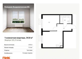 Продается 1-комнатная квартира, 34.8 м2, Москва, Тимирязевский район, жилой комплекс Большая Академическая 85, к3.6