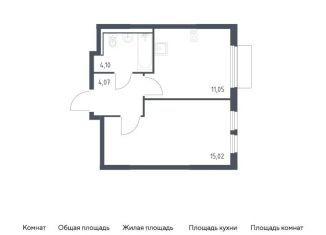 1-комнатная квартира на продажу, 34.2 м2, деревня Мисайлово