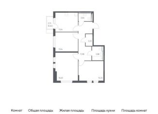 Трехкомнатная квартира на продажу, 74.5 м2, Москва, жилой комплекс Остафьево, к19