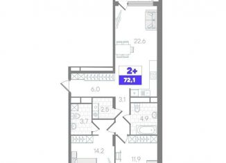 Продам 2-комнатную квартиру, 72.1 м2, Тюмень, Калининский округ