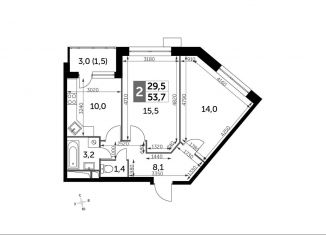 Продается 2-комнатная квартира, 55 м2, Московская область, улица Полковника Романова, 11