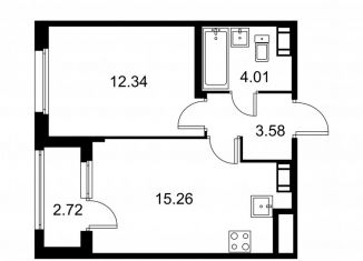 Продажа 1-комнатной квартиры, 36.6 м2, Колпино