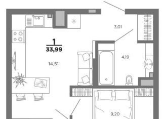 Продам 1-комнатную квартиру, 32.5 м2, Рязанская область, 5-й Новый проезд