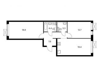 Продажа 2-комнатной квартиры, 65.2 м2, Тюмень, Калининский округ, Полевая улица, 117к4