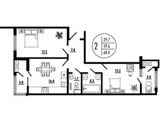 Продажа 2-ком. квартиры, 64.4 м2, Ростов-на-Дону