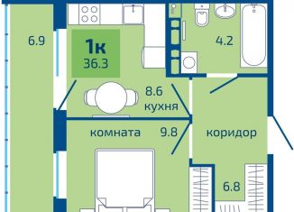 Продается однокомнатная квартира, 36.3 м2, Пермский край