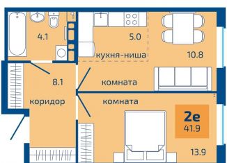 Продается двухкомнатная квартира, 41.9 м2, Пермь, Мотовилихинский район