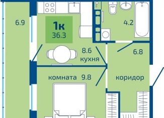 Продается 1-комнатная квартира, 36.3 м2, Пермский край