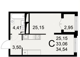 Продается 1-комнатная квартира, 34.5 м2, Тула