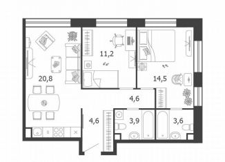 Продаю 2-комнатную квартиру, 63.2 м2, Москва, 3-я очередь, к6, станция ЗИЛ