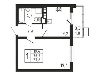 1-ком. квартира на продажу, 37.8 м2, Московская область