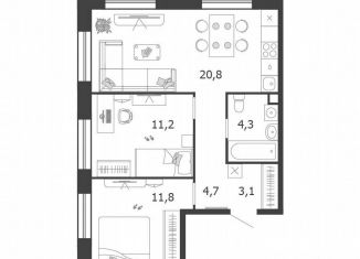 Продажа двухкомнатной квартиры, 55.9 м2, Москва, 3-я очередь, к6, станция ЗИЛ