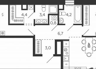 Продажа двухкомнатной квартиры, 74.4 м2, Москва, 2-я очередь, к3, станция ЗИЛ