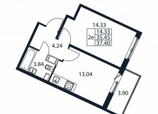 Продаю 1-комнатную квартиру, 39.4 м2, Мурино