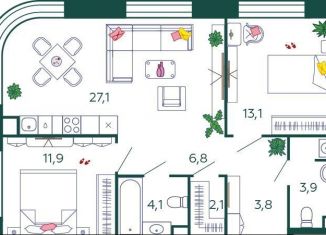 Продам двухкомнатную квартиру, 72.8 м2, Москва, 2-я очередь, к4.1, станция ЗИЛ