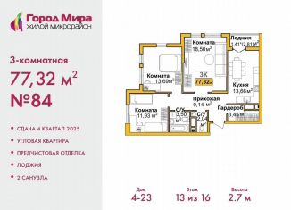 Продам 3-комнатную квартиру, 77.3 м2, Симферополь, ЖК Город Мира