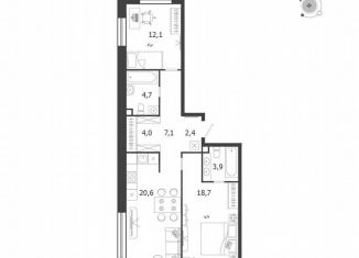 Продажа двухкомнатной квартиры, 73.5 м2, Москва, 3-я очередь, к6, станция ЗИЛ