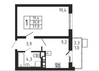 Продается 1-комнатная квартира, 37.8 м2, Московская область, улица Ильинского, 4А