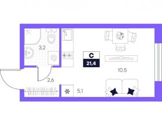 Продается квартира студия, 21.4 м2, Тюмень, ЖК Озёрный Парк