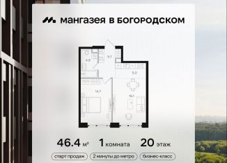 Продам 1-комнатную квартиру, 46.4 м2, Москва