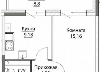 Продам 1-ком. квартиру, 40.9 м2, посёлок Красный Бор