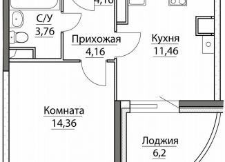 Продажа однокомнатной квартиры, 39.9 м2, посёлок Красный Бор