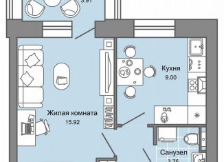 Продается 1-комнатная квартира, 36.1 м2, Киров, улица Дмитрия Козулева, 2к5