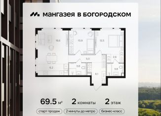 Продажа 2-ком. квартиры, 69.5 м2, Москва, район Богородское, Открытое шоссе, вл9