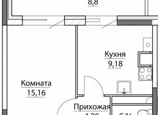 Продается 1-комнатная квартира, 40.9 м2, посёлок Красный Бор