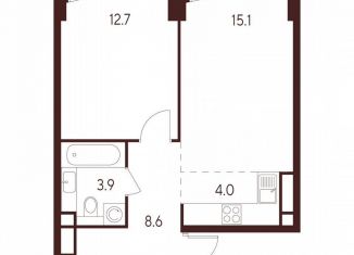 Продам однокомнатную квартиру, 44.3 м2, Москва, станция Зорге