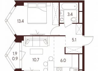 Продаю однокомнатную квартиру, 39.5 м2, Москва