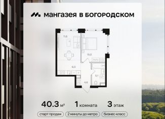 Продаю однокомнатную квартиру, 40.3 м2, Москва, район Богородское