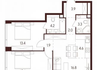 Продается 2-комнатная квартира, 65.7 м2, Москва, станция Зорге