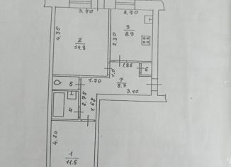 Продаю двухкомнатную квартиру, 51.6 м2, село Кандры, Советская улица, 167