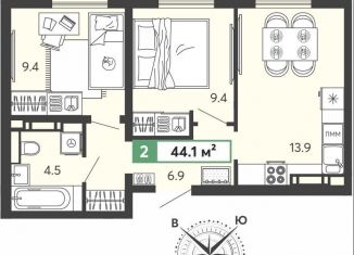 Продается 2-комнатная квартира, 44.1 м2, Пензенская область