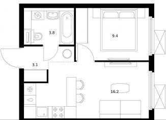 Продам 1-ком. квартиру, 32.5 м2, Мытищи