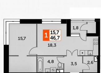 Продается 1-комнатная квартира, 46.7 м2, Москва, район Покровское-Стрешнево, Строительный проезд, 9с9