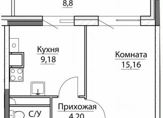 Продам однокомнатную квартиру, 40.9 м2, посёлок Красный Бор