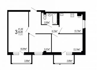 Продается 3-комнатная квартира, 73.6 м2, Волгоград, Дзержинский район