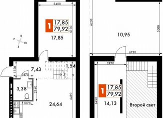 Однокомнатная квартира на продажу, 79.9 м2, деревня Митькино, жилой комплекс Жаворонки Клаб, к4