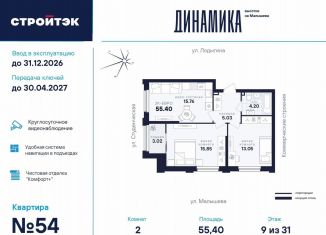 Продажа двухкомнатной квартиры, 55.4 м2, Екатеринбург, улица Малышева, 145, Кировский район