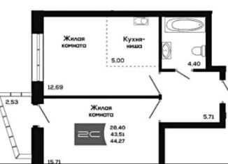 2-комнатная квартира на продажу, 43.9 м2, Новосибирск, Ленинский район, улица Титова, 48