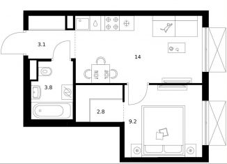 Продам 1-ком. квартиру, 32.9 м2, Москва, жилой комплекс Кавказский Бульвар 51, 3.5, метро Кантемировская