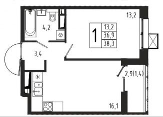 Продам однокомнатную квартиру, 38.3 м2, Химки