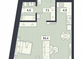 Продается 1-комнатная квартира, 51.9 м2, Москва, метро Алексеевская, Староалексеевская улица, 5А