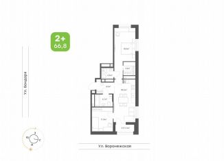 Продаю 2-ком. квартиру, 66.8 м2, Санкт-Петербург, метро Обводный канал, Воронежская улица, 12