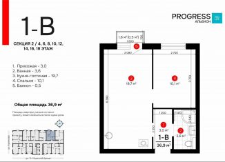 Продажа 1-комнатной квартиры, 36.9 м2, Астрахань, Кировский район